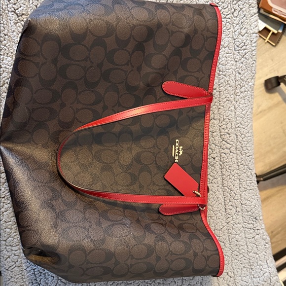 Coach Handbags - Coach Signature Brown and Red Tote